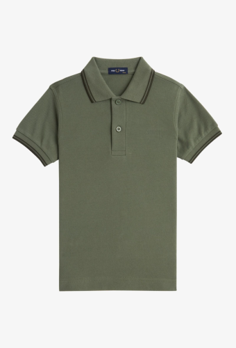 Kids Twin Tipped Fred Perry Shirt - Laurel Wreath Green