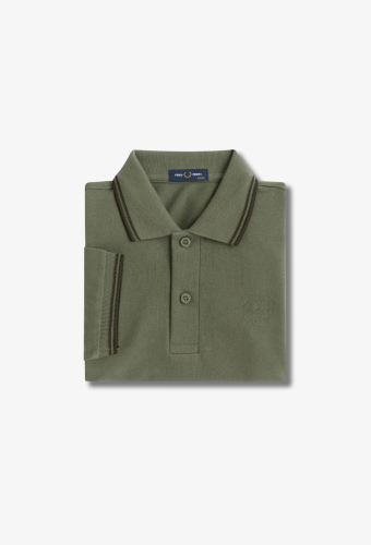 Kids Twin Tipped Fred Perry Shirt - Laurel Wreath Green