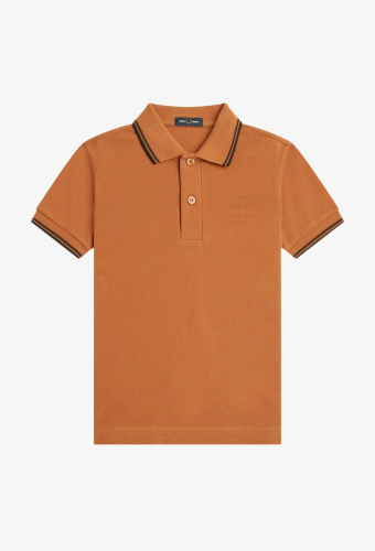 Kids Twin Tipped Fred Perry Shirt- Marmalade